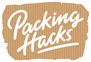 Packing Hacks Lettering On A Cardboard Background Sticker