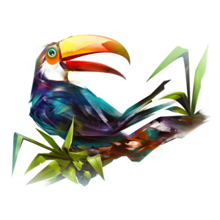 Painted Bird Toucan On A Branch Sticker