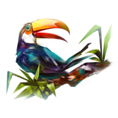 Painted Bird Toucan On A Branch Sticker