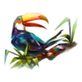 Painted Bird Toucan On A Branch Sticker