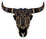 Painted Bull Cow Skull With Horns Sticker