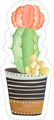 Painted Cactus with Flowers Sticker