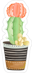 Painted Cactus with Flowers Sticker