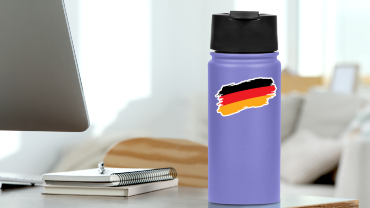 Painted Germany Flag Sticker on a Water Bottle (New) example