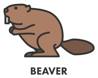 Painted Line Figure Of Beaver With Text Sticker