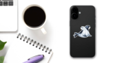 Painted Sea Lions In Love Illustration Sticker on a Phone (New) example