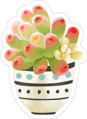Painted Succulent in Bowl Sticker