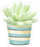 Painted Succulent in Striped Pot Sticker