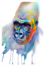 Painted Watercolor Gorilla Sticker