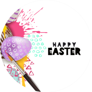 Painting Easter Eggs Illustration Holiday Greeting Card Sticker