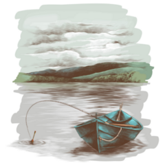 Painting Fishing Sticker