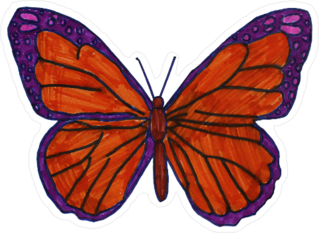 Painting of Red & Purple Butterfly Sticker