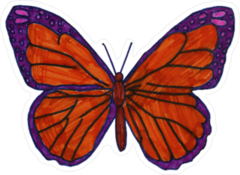 Painting of Red & Purple Butterfly Sticker