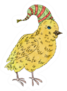 Painting With Watercolor Little Chicken In Hat Sticker