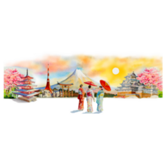 Paintings Watercolor Travel Japan Famous Landmark Sticker