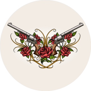Pair Of Crossed Guns And Roses Sticker