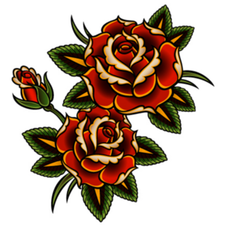 Pair of Roses Tattoo Style Sticker