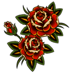 Pair of Roses Tattoo Style Sticker