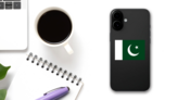 Pakistan Flag Sticker on a Phone (New) example