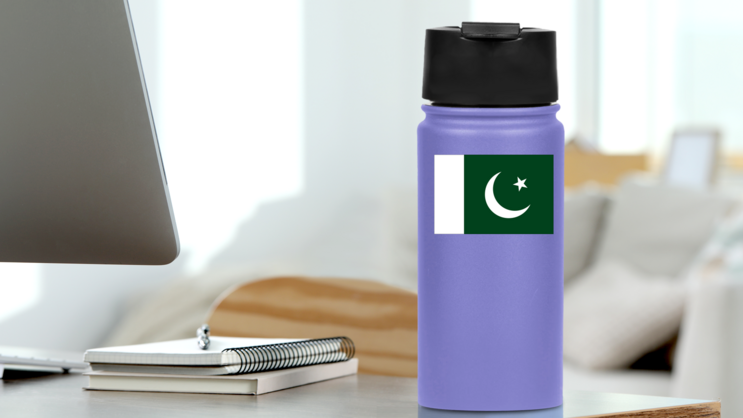 Pakistan Flag Sticker on a Water Bottle (New) example