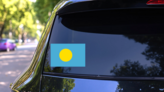 Palau Country Flag Sticker on a Rear Car Window (New) example