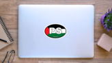 Palestine Ps Flag Oval Sticker on a Laptop (New) example