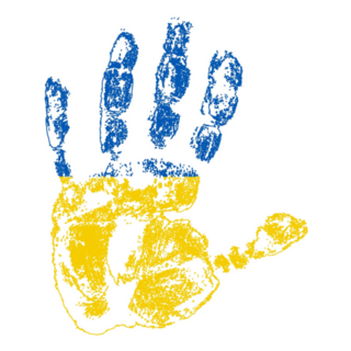 Palm Print Yellow Blue Flag Ukraine Sticker