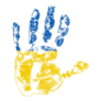 Palm Print Yellow Blue Flag Ukraine Sticker