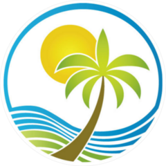 Palm Tree Circle Logo Sticker