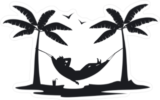 Palm Tree Hammock Silhouette Sticker