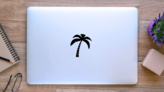 Palm Tree Silhouette Sticker on a Laptop (New) example