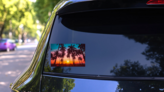 Palm Trees At Sunset Sticker on a Rear Car Window (New) example