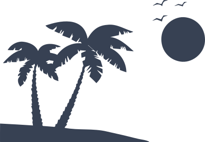 Palm Trees Beach Scene With Seagulls Sticker