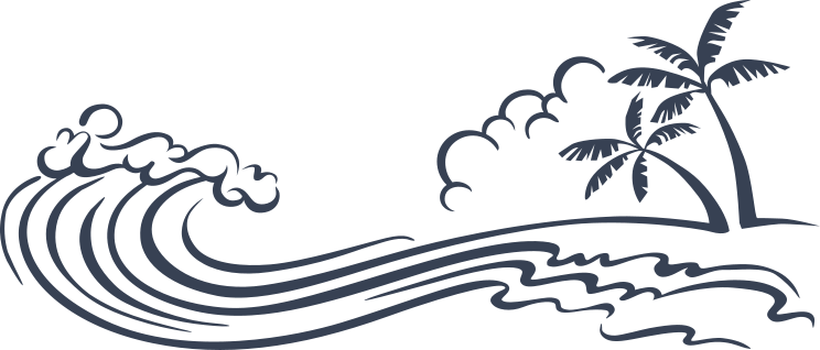 Palm Trees Island And Ocean Waves Sticker