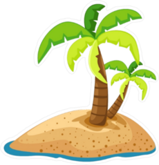 Palm Trees on Small Island Sticker