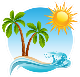 Palm Trees on Tropical Island Sticker