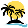 Palm Trees Silhouette On Ocean Island Sticker