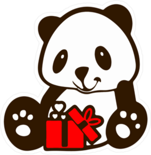 Panda Bear With Red Gift Sticker