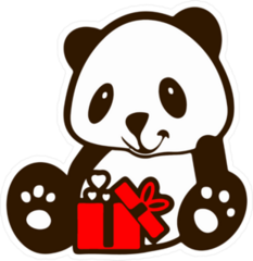 Panda Bear With Red Gift Sticker