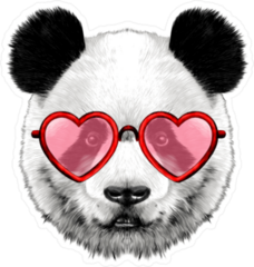 Panda Face With Heart Glasses Sticker