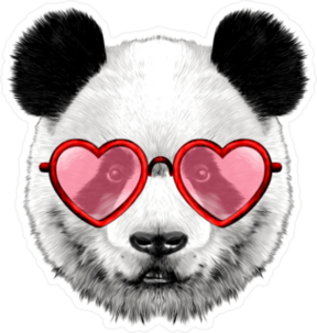 Panda Face With Heart Glasses Sticker