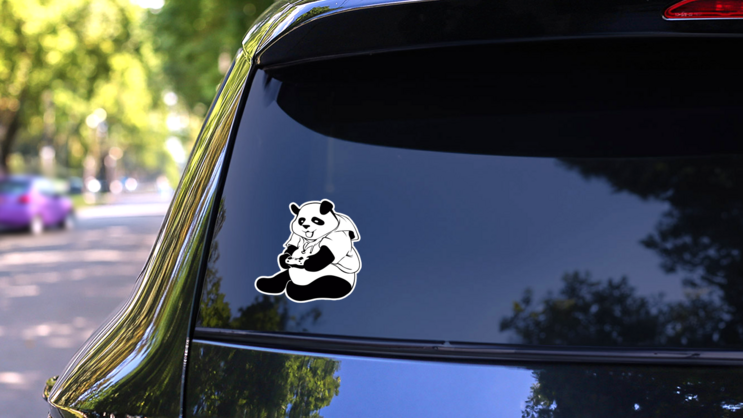 Panda Gamer Sticker on a Rear Car Window (New) example
