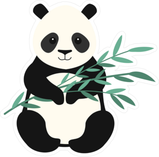 Panda Holding Bamboo Branch Sticker