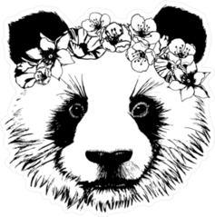 Panda With Circlet Of Flowers Sticker