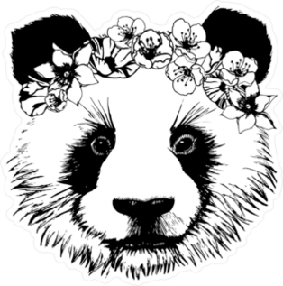 Panda With Circlet Of Flowers Sticker