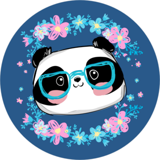 Panda With Glasses And Flowers Sticker
