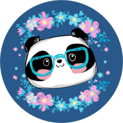 Panda With Glasses And Flowers Sticker