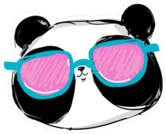 Panda With Pink Glasses Sticker