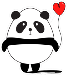 Panda With Red Heart Balloon Sticker