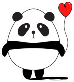 Panda With Red Heart Balloon Sticker